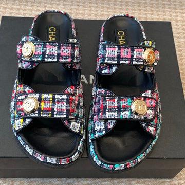 Dad Sandal In Colorful Fabric With Sequins Mule