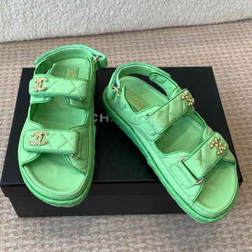 Dad Sandal In Teal Green Calfskin