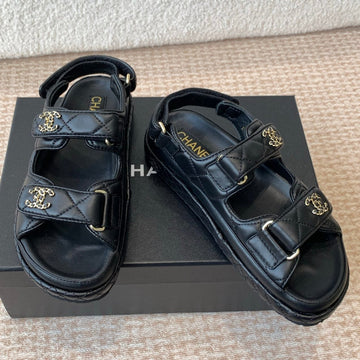 Dad Sandal In Black Calfskin