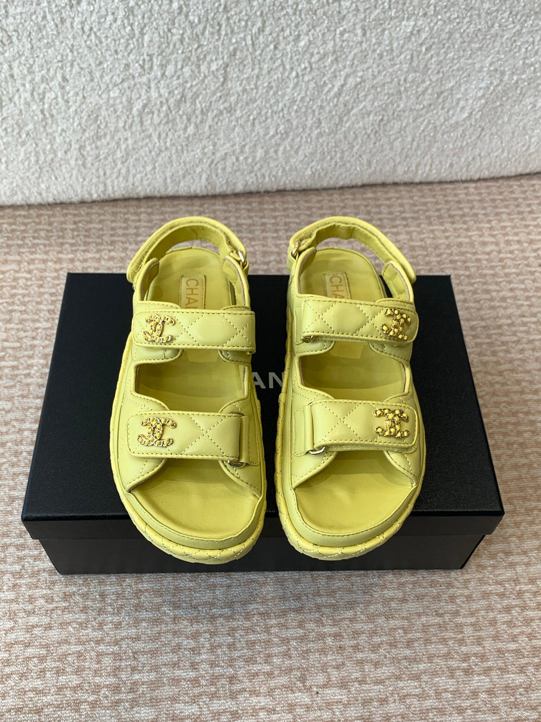 Dad Sandal In Lemon Yellow Calfskin