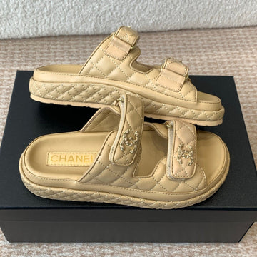 Dad Sandal In Amber Yellow Calfskin Mule