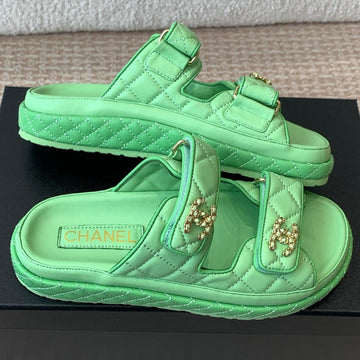 Dad Sandal In Tea Green Calfskin Mule