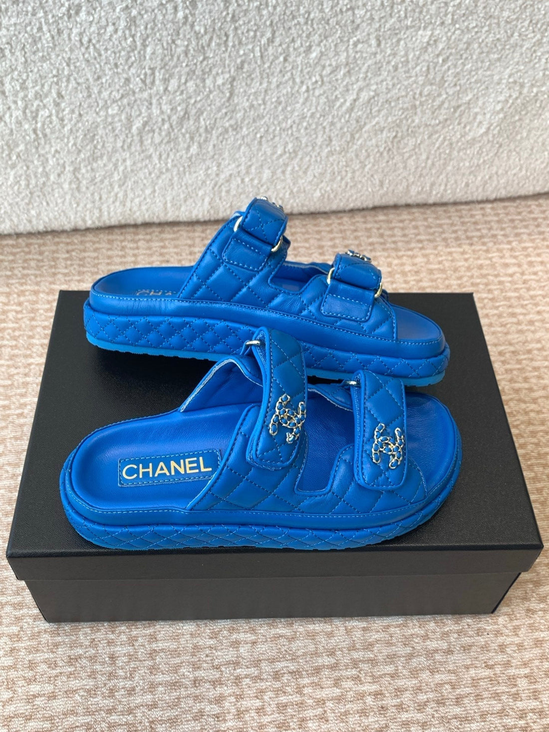 Dad Sandal In Cobalt Blue Calfskin Mule