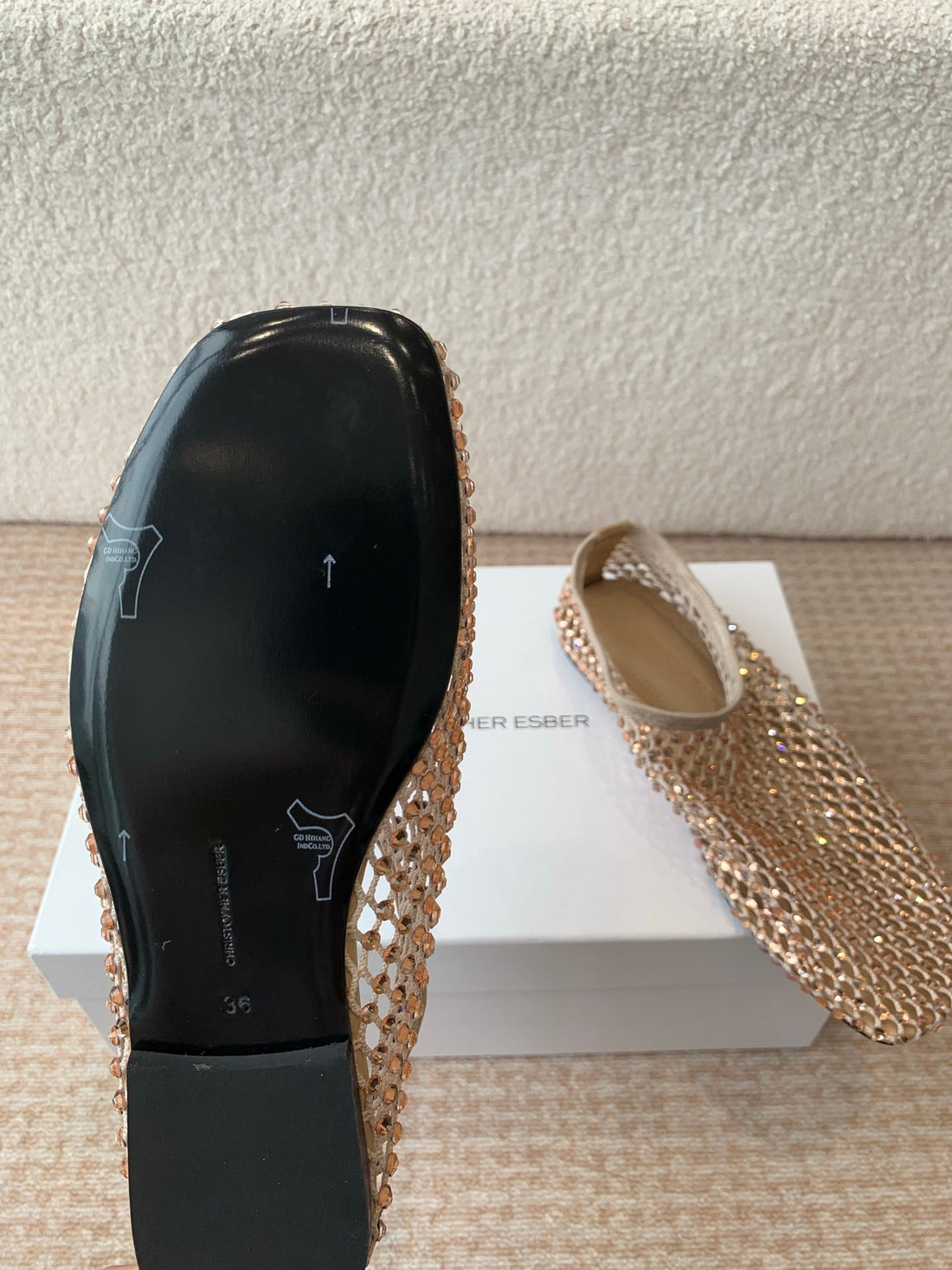 Cl 25 Ballet Flats Beige Mesh Hot Diamond 345531