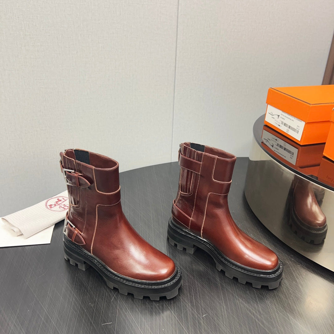 Hm Jaimy Ankle Boot 30MM In Red Brown Cowhide 952475