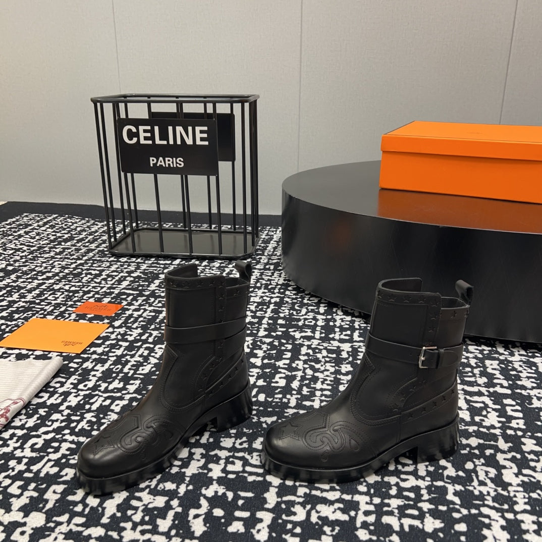 Hm Ankle Boot 50MM Black With Printed Pattern Cowhide 952367