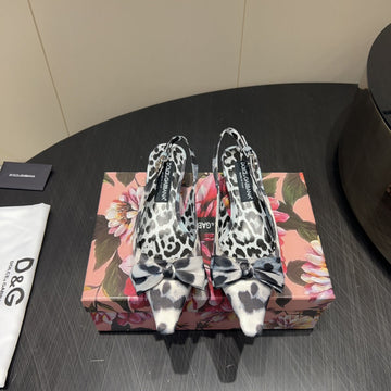 Dc 25 Bow Slingback Pumps 35MM Leopard-Print Satin And Sheepskin 381619