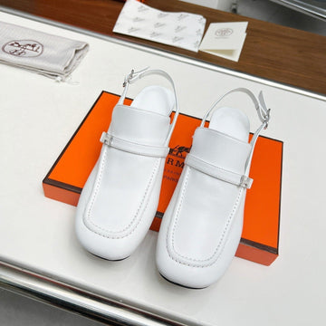 Square Toe Slingback Snow Calfskin