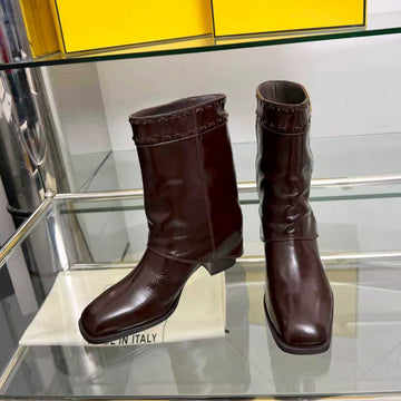Fendi Low Boots Burgundy Calfskin 521235