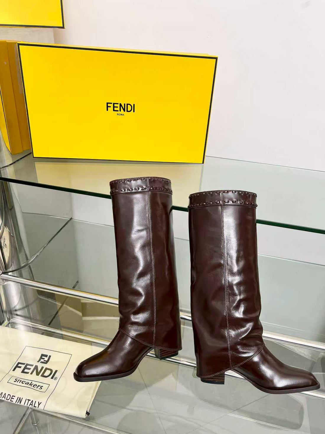 Fendi High Boots Burgundy Calfskin 521233