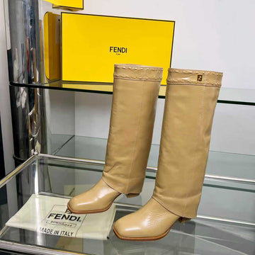 Fendi High Boots Beige Calfskin 521232