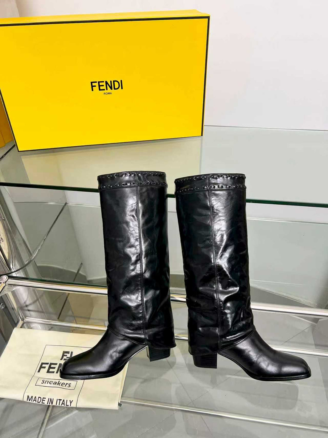 Fendi High Boots Black Calfskin 521231