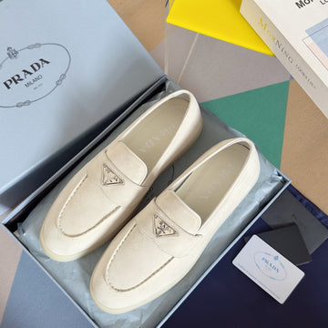 Pra White Suede Leather Loafers 25MM Rubber Sole