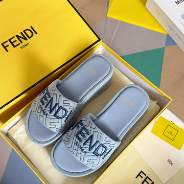 Ff Monogram Sunshine 65 Light Blue Fabric Slide