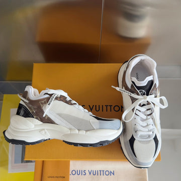 LV Run 55 Sneaker 55MM White Mix Brown Black Monogram Polyester Mesh Fabric