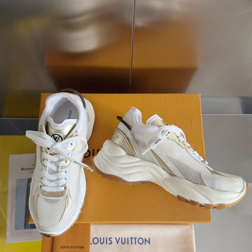 LV Run 55 Sneaker 55MM White Mix Gold Polyester Mesh Fabric