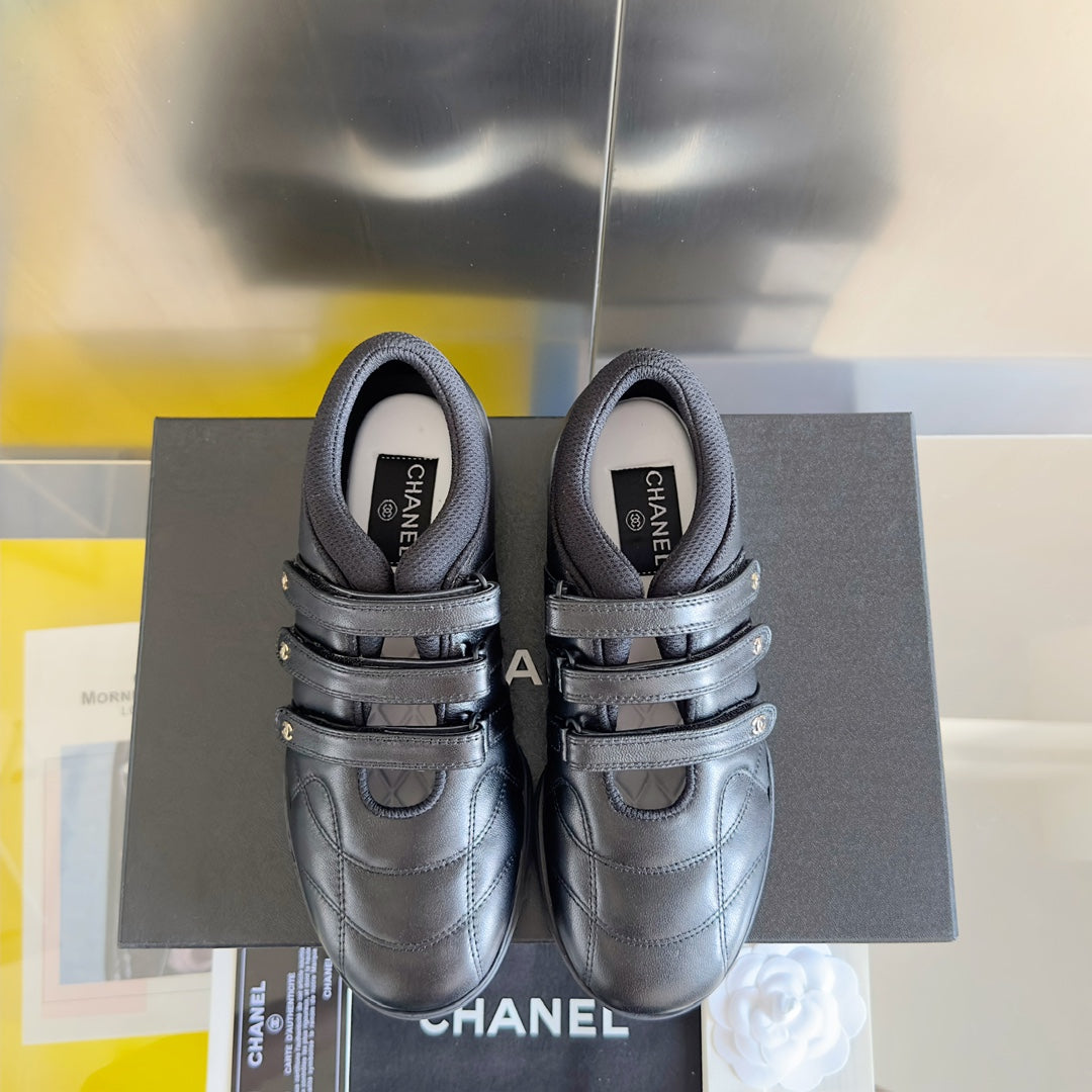 CC Mary Jane Sneaker In Black Lambskin