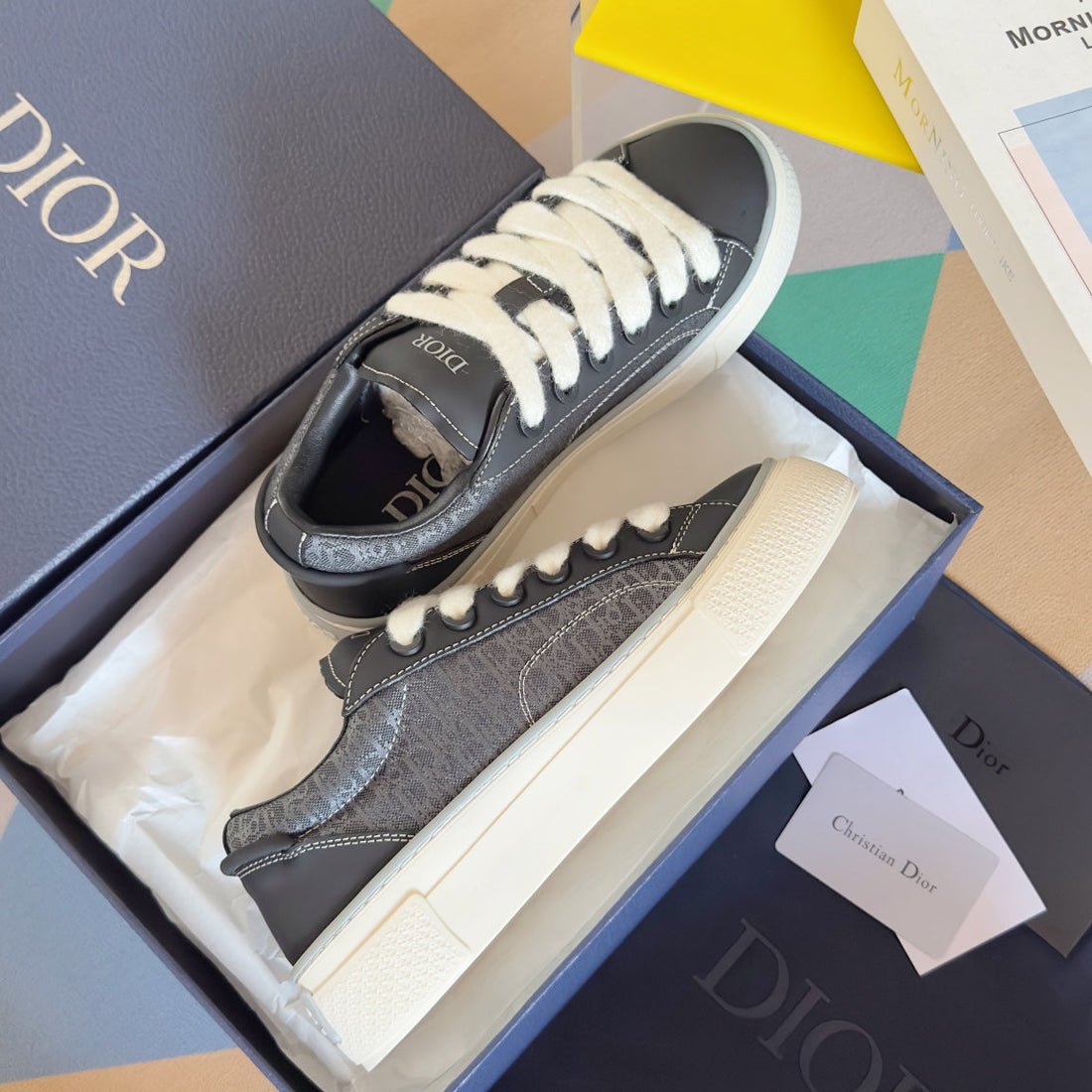 CD B33 Sneaker 40MM Black Grey Monogram Suede