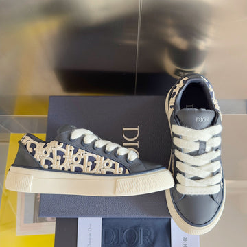 CD B33 Sneaker -- Limited And Numbered Edition 40MM Charcoal Blue Oblique Jacquard And Cowhide