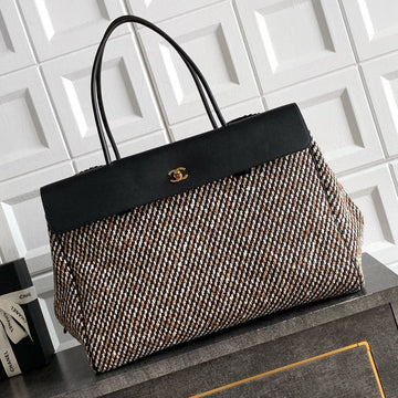 CC 2026 Large Shopping Bag 43CM Black Tweed Calfskin 363309