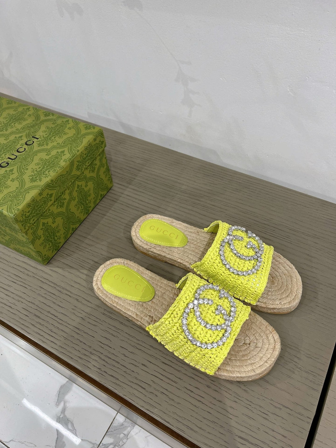 GG Interlocking G Espadrille Lemon Fabric
