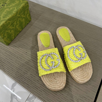 GG Interlocking G Espadrille Lemon Fabric