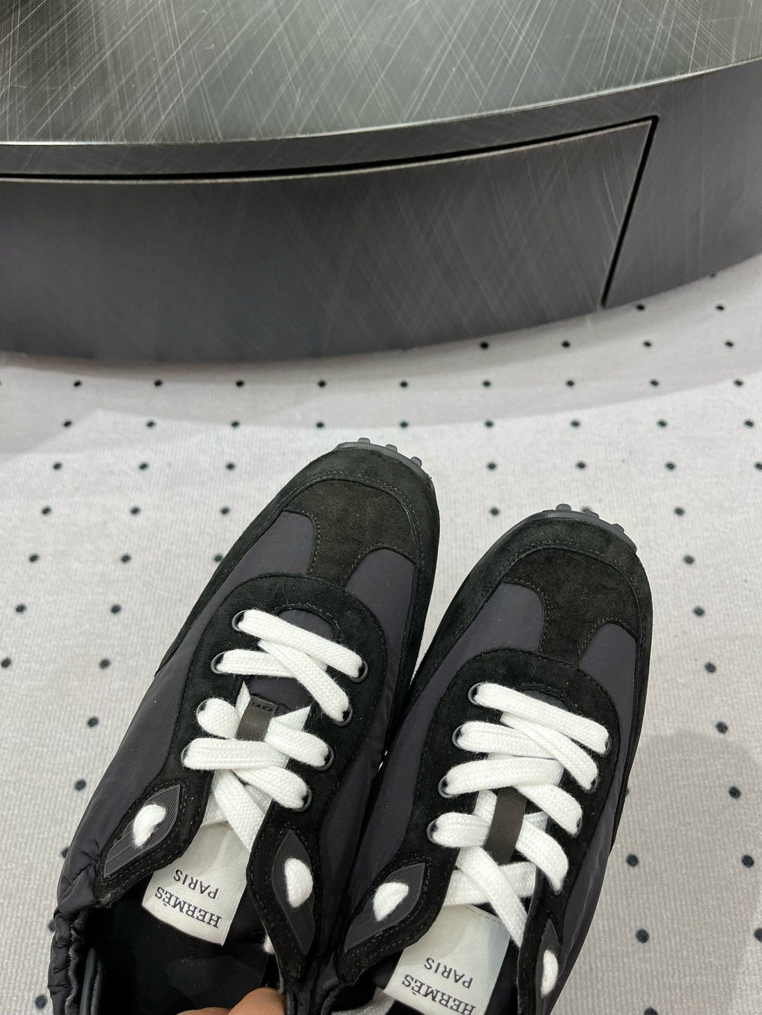 Hm Sneaker 10MM In Black Grey Suede And Windbreaker Fabric 954752