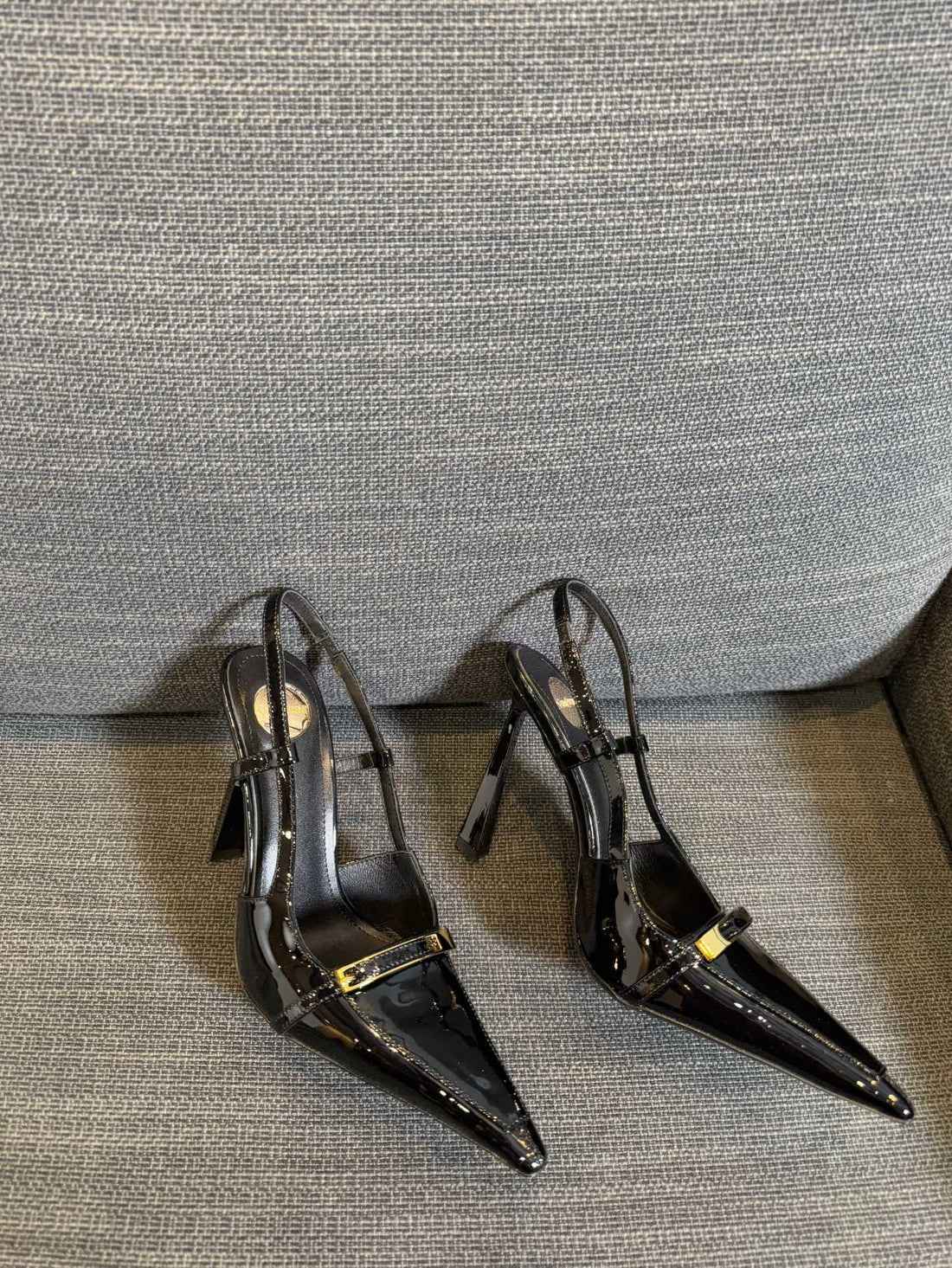 Jacqueline Slingback Pumps In Black Patent Lambskin