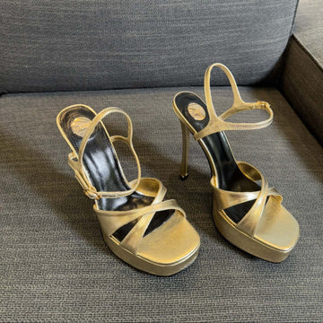 Debbie Platform Sandals In Gold Metallic Smooth Lambskin