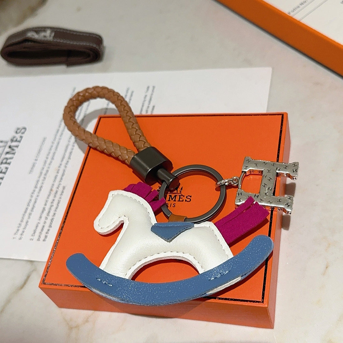 HM Rodeo Robeo Coeur Pm Charm White Blue Mix Pink Lambskin