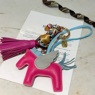 HM Pink Lambskin Rodeo Pegase Pm Charm