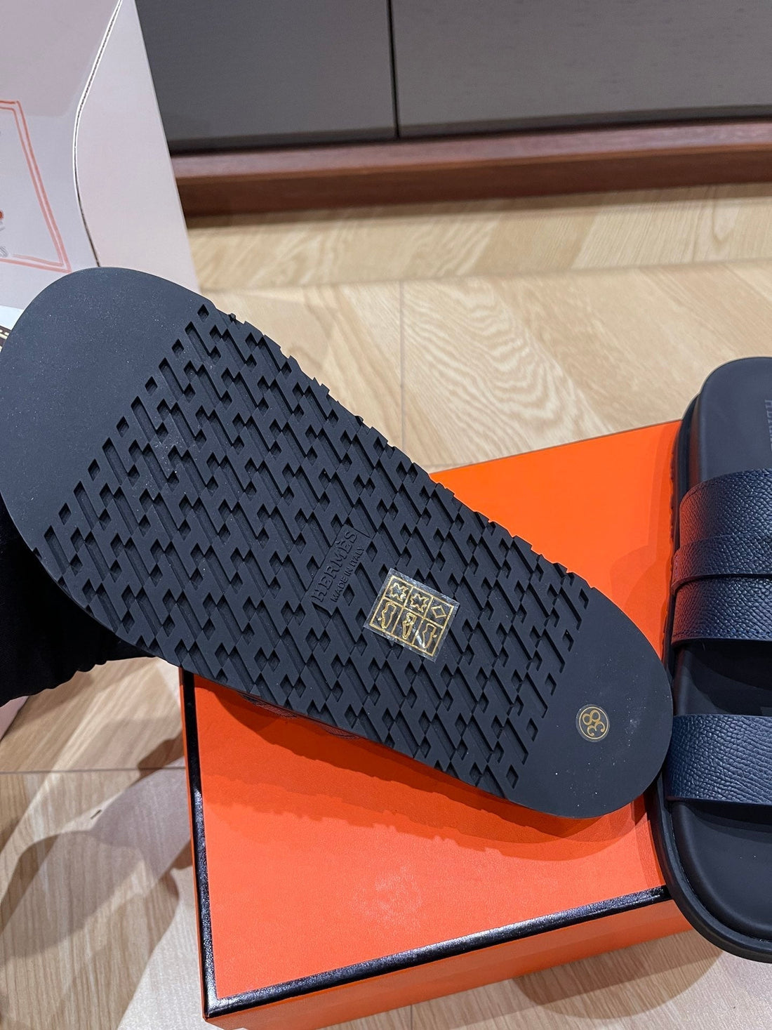Hm 25 Jackson Sandal Dark Blue Grained Calfskin