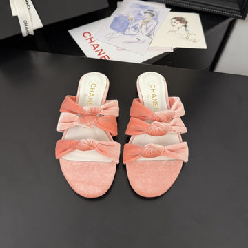 CC 25C Three Strap Mule Pink Velvet Fabric 233561
