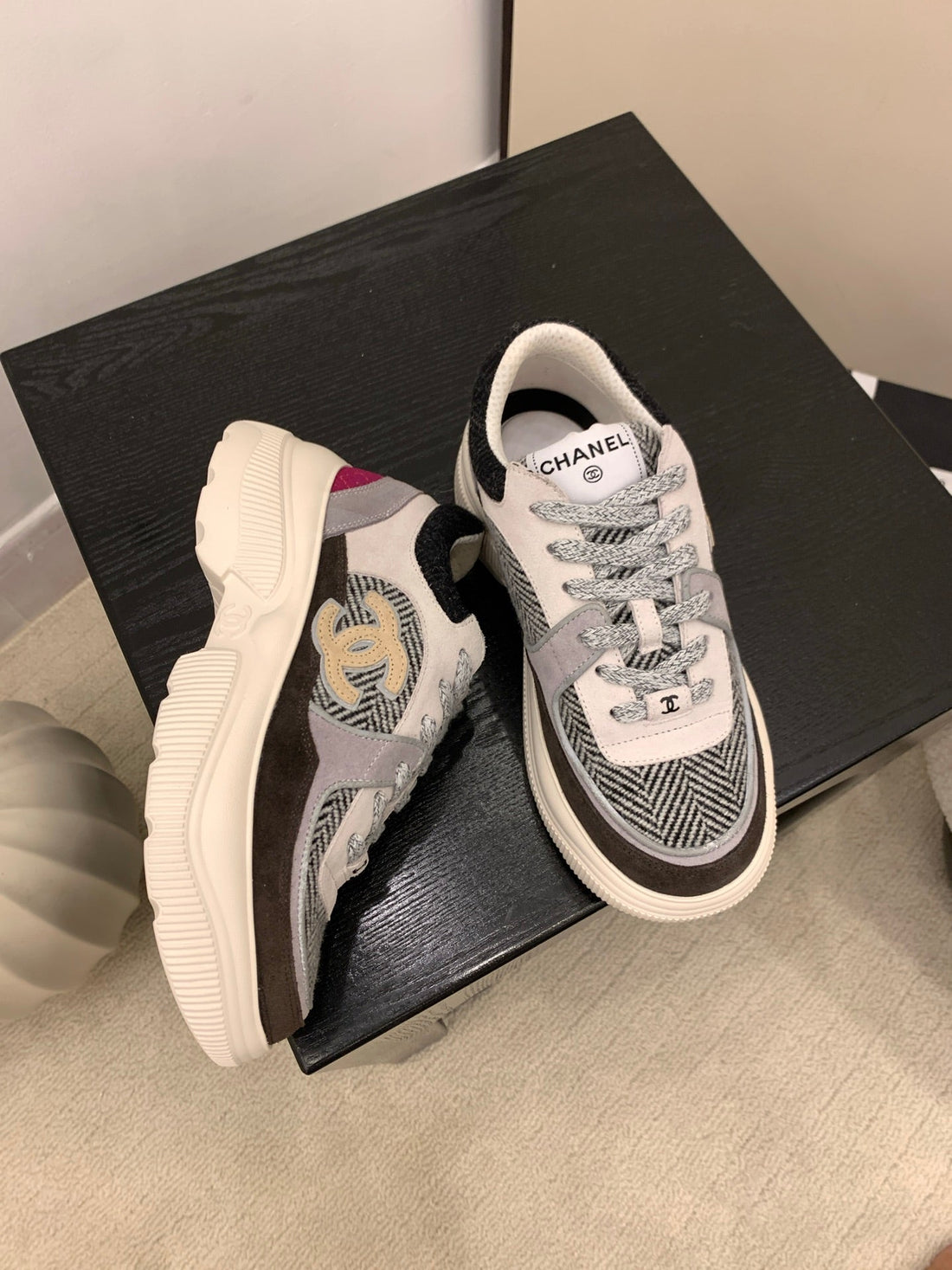 CC Alexander Mcqueen Sneakers Multicolor Suede And Tweed Fabric 537194