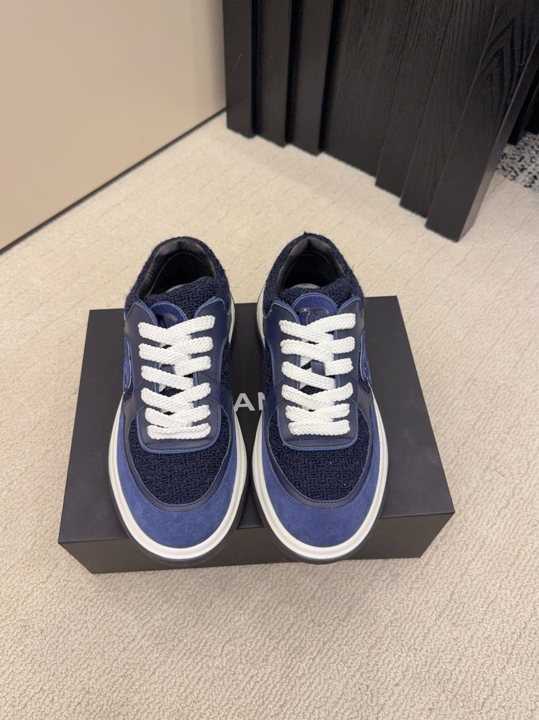 CC 26 Sneaker Navy Blue Mix White Tweed Fabric And Suede 589080