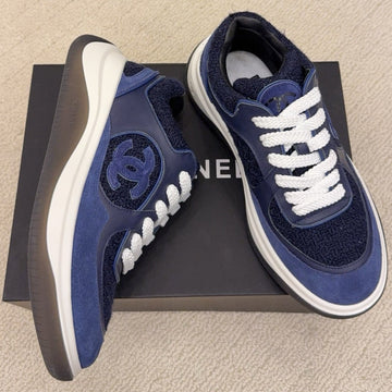 CC 26 Sneaker Navy Blue Mix White Tweed Fabric And Suede 589080