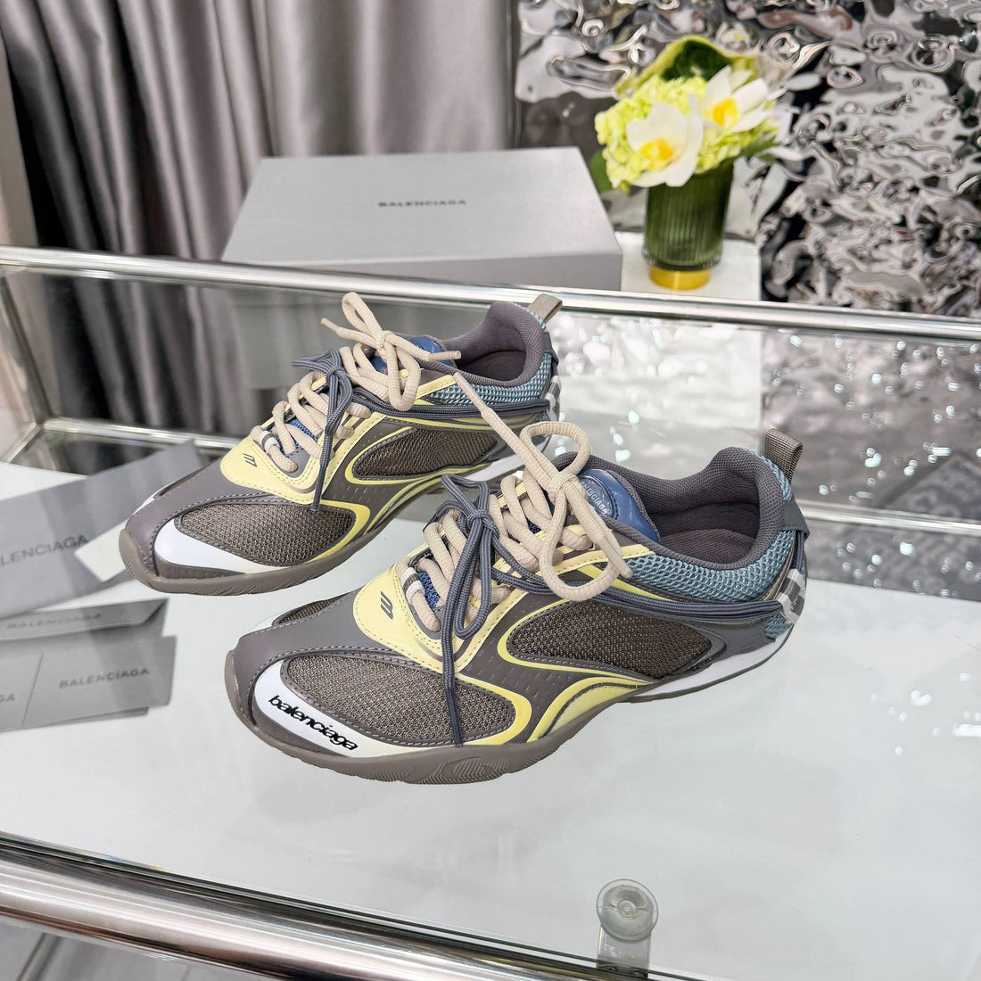 Balenciaga Monday Sneakers Yellow Olive Mesh Tpu 714948