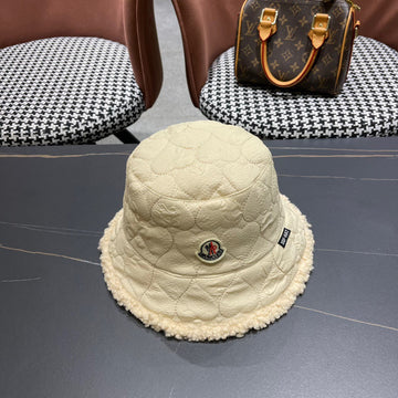 Reversible Nappa & Shearling Bucket Hat Tan Beige 436509