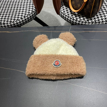 Beanie Hat In Beige Mix Camel Brown Wool And Rabbit Fur 437687