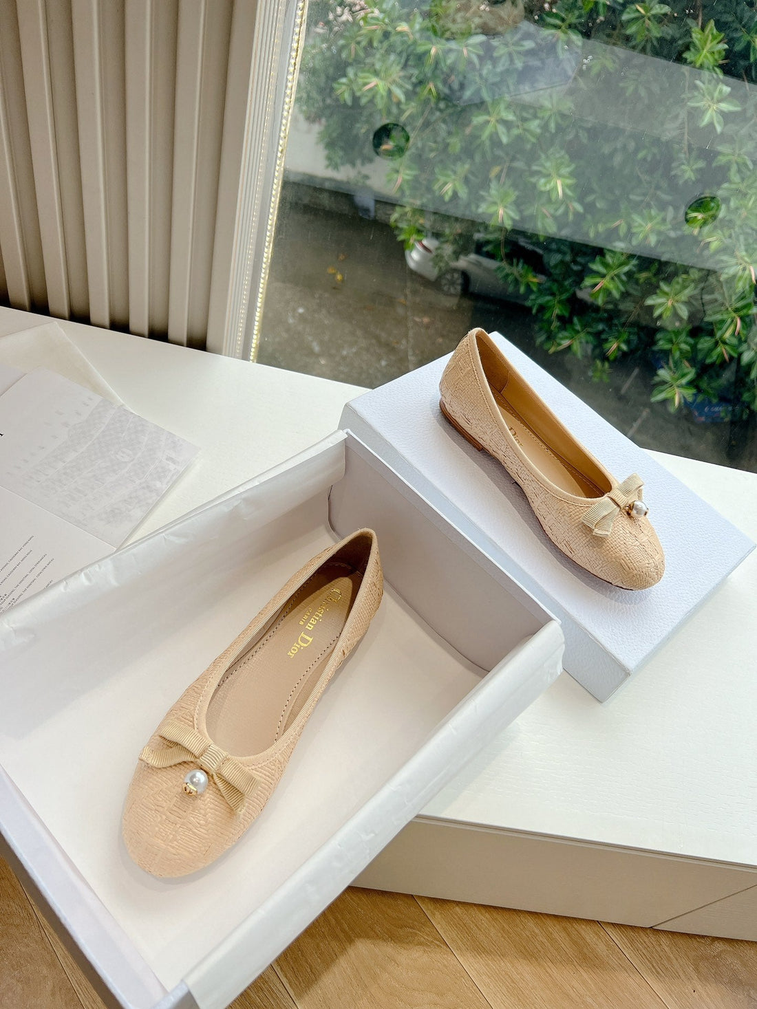 CD Ballet Flat Beige Sedge Mop Front