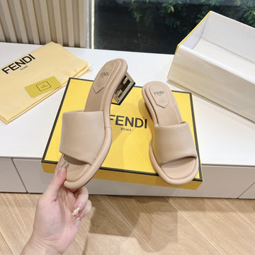 Ff Baguette Slides Women 45 Nappa Leather Beige