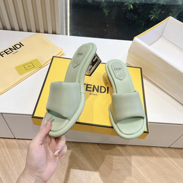 Ff Baguette Slides Women 45 Nappa Leather Green