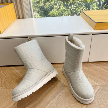 Fendi Apres Chic With Ff Chamois Boots Grey Cowhide 475231