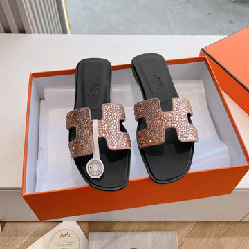 Hm 25C Oran Sandal Salom Leather With Rhinestone 202831