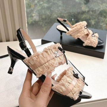 CC Sandals With Bow Tie Nude 4,5cm Lambskin 202872