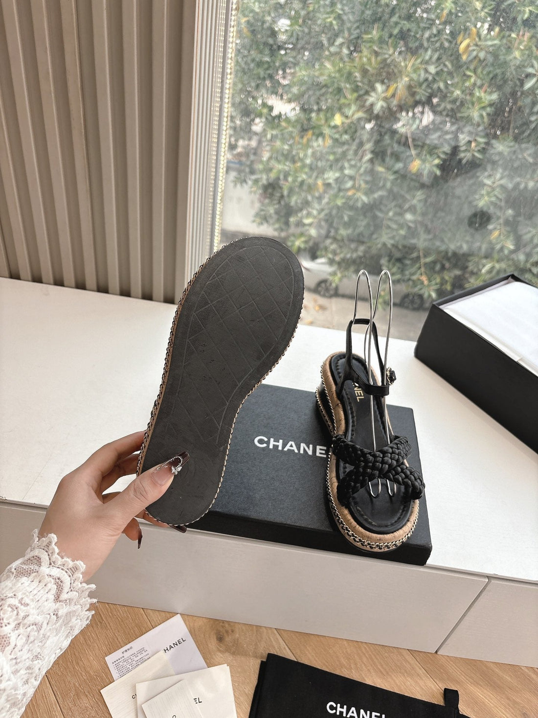 CC Mules Sandals Black 6CM Lambskin 202879