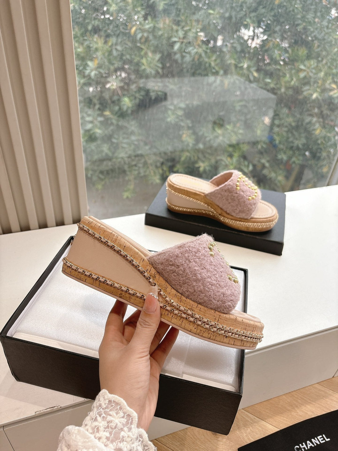 CC Sandals Pink 6CM Lambskin 202899