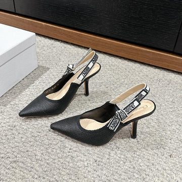 CD Slingback 100 Black Raffia Lambskin