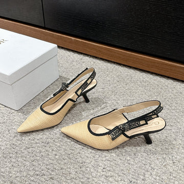 CD Slingback 65 Beige Raffia Lambskin