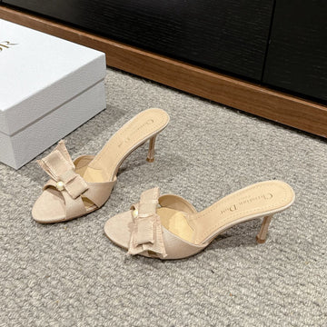CD Sandal Adiorable 80 Beige Grosgrain Lambskin
